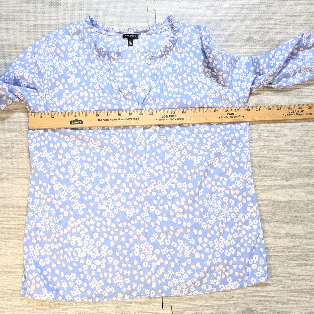 Talbots Women's Floral Pintuck Popover Cotton Top Casual Spring Summer Mp‎ - Picture 9 of 11